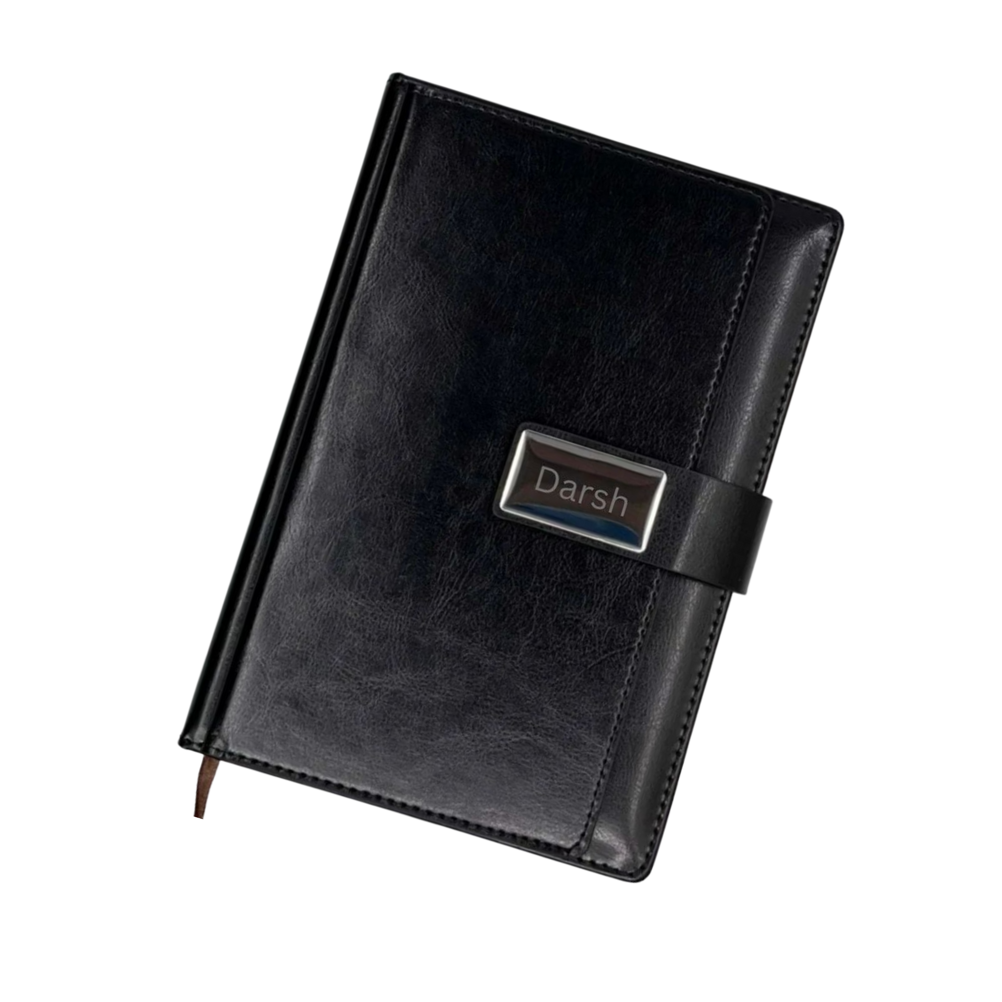 Combo Gift Set Black Leather Strap Metal Keychain Custom Metal Ballpoint Pen A5 Leather Flap Journal Diary offistoreindia