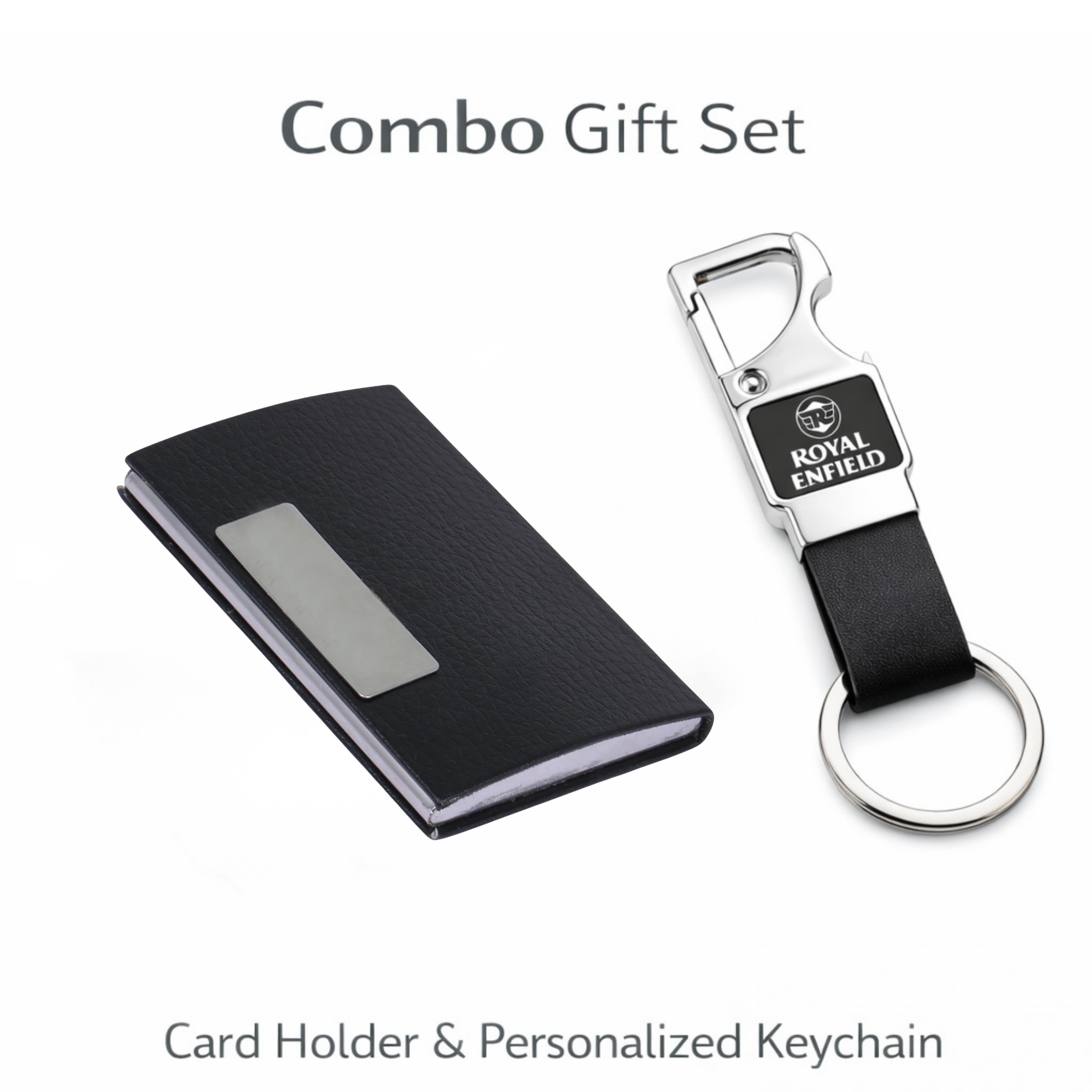 Combo Gift Set Leather Card Holder Personalized Opener Keychain offistoreindia