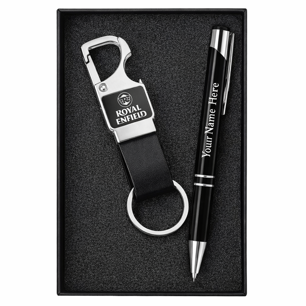 Combo Gift Set Personalized Opener Keychain Personalized Black Metal Ballpoint Pen offistoreindia