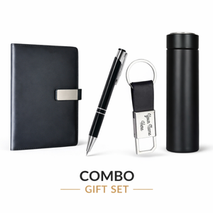 Combo Gift Set Vacuum Flask Leather Keychain Engraved Pen Custom Name Diary offistoreindia