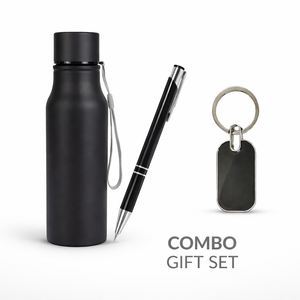 Combo Gift Set – Water Bottle Metal Keychain Custom Black Metal Ballpoint Pen offistoreindia