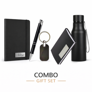 Combo Set Bottle Card Holder Rectangle Metal Keychain Metal Pen A5 Classic Diary offistoreindia