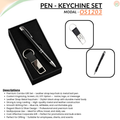 Combo Gift Set Black Leather Strap Metal 600 Keychain Personalized Black Metal Ballpoint Pen