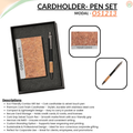 Combo Gift Set Classic Cork-Finished Cardholder Cork Grip Velvet Touch Pen
