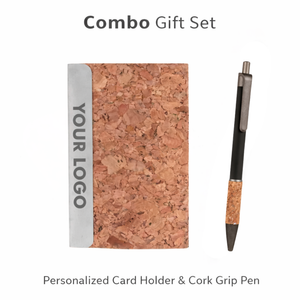 Combo Gift Set Classic Cork-Finished Cardholder Cork Grip Velvet Touch Pen offistoreindia