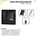 Combo Gift Set Custom Leatherette Diary Engraved Metal Pen Rectangle Keychain
