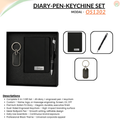 Combo Gift Set Engraved Metal Pen Rectangle Keychain A5 Black Corporate Diary