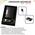 Combo Gift Set Leather Card Holder  Black Leather Strap Metal 600 Keychain