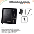 Combo Gift Set – Leather Strap Metal Keychain Custom Name Diary Engraved Metal Pen