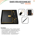 Combo Gift Set – Metal Keychain Black Metal Pen A5 PU Leather Executive Planner