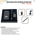 Combo Gift Set Mobile Stand, Engraved Metal Keychain Custom Name Metal Pen