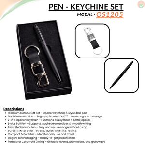 Combo Gift Set Personalized Opener Keychain with Stylus Ball Pen Black Bottle Opener Keychain with Name Engraving