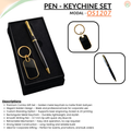 Combo Gift Set Rectangular Metal Keychain Golden Ball Pen with Golden Metal Body (Matte Finish)