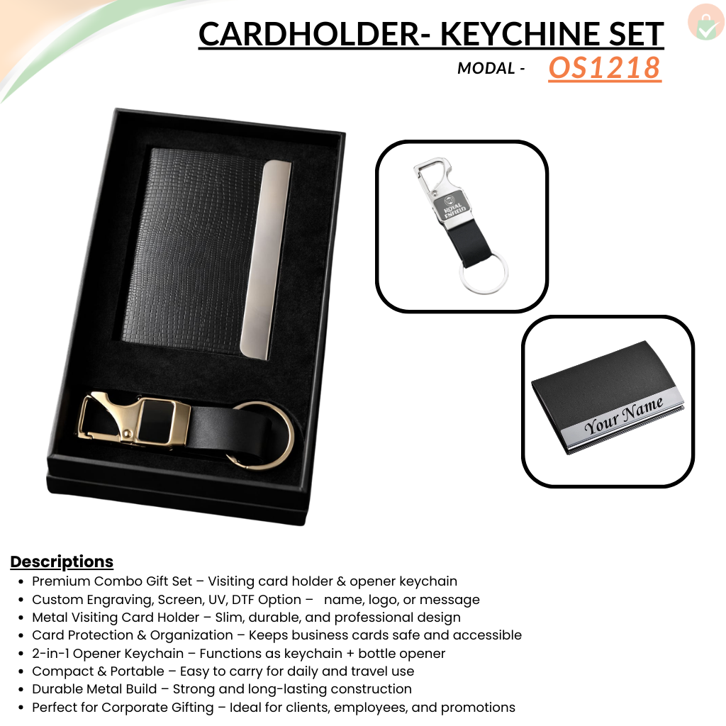 Combo Gift Set Visiting Card Holder Personalized Opener Keychain