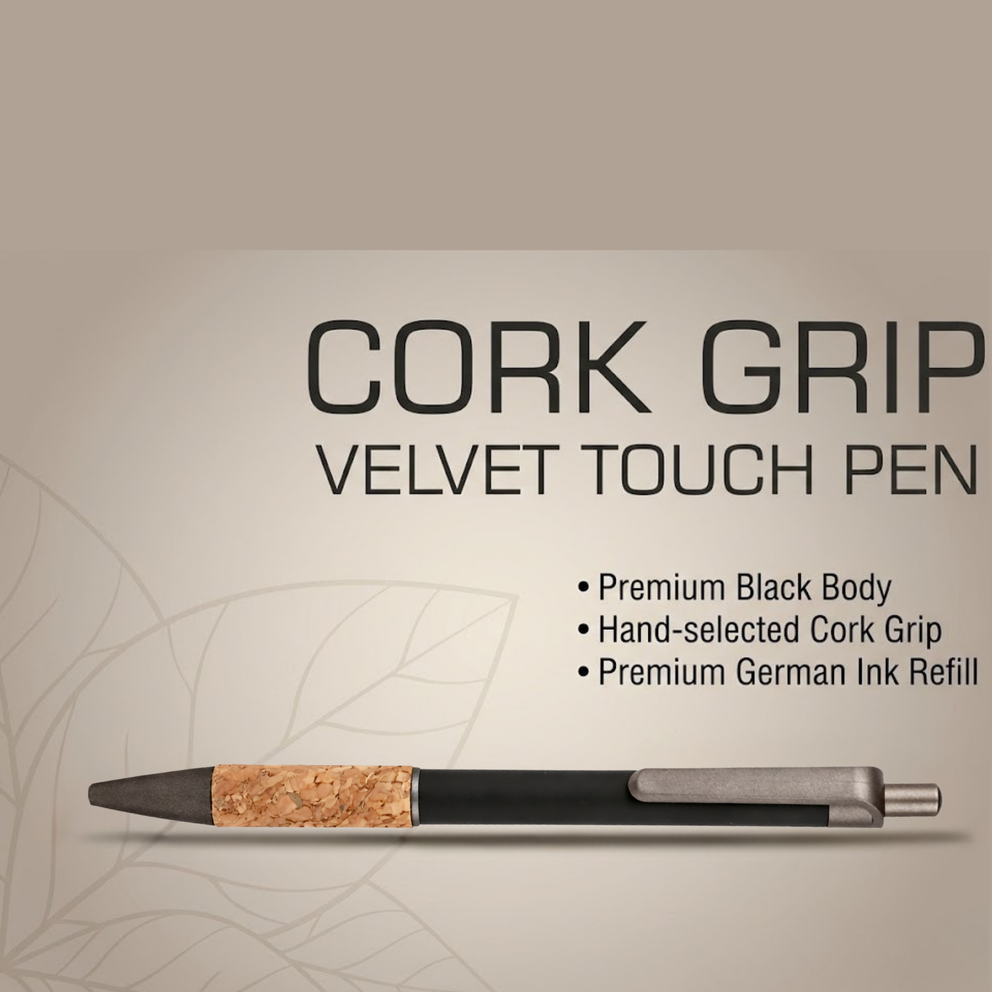 Cork Grip Velvet Touch Pen Premium Eco-Friendly Writing Instrument offistoreindia