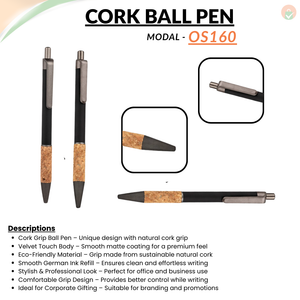 Cork Grip Velvet Touch Pen Premium Eco-Friendly Writing Instrument