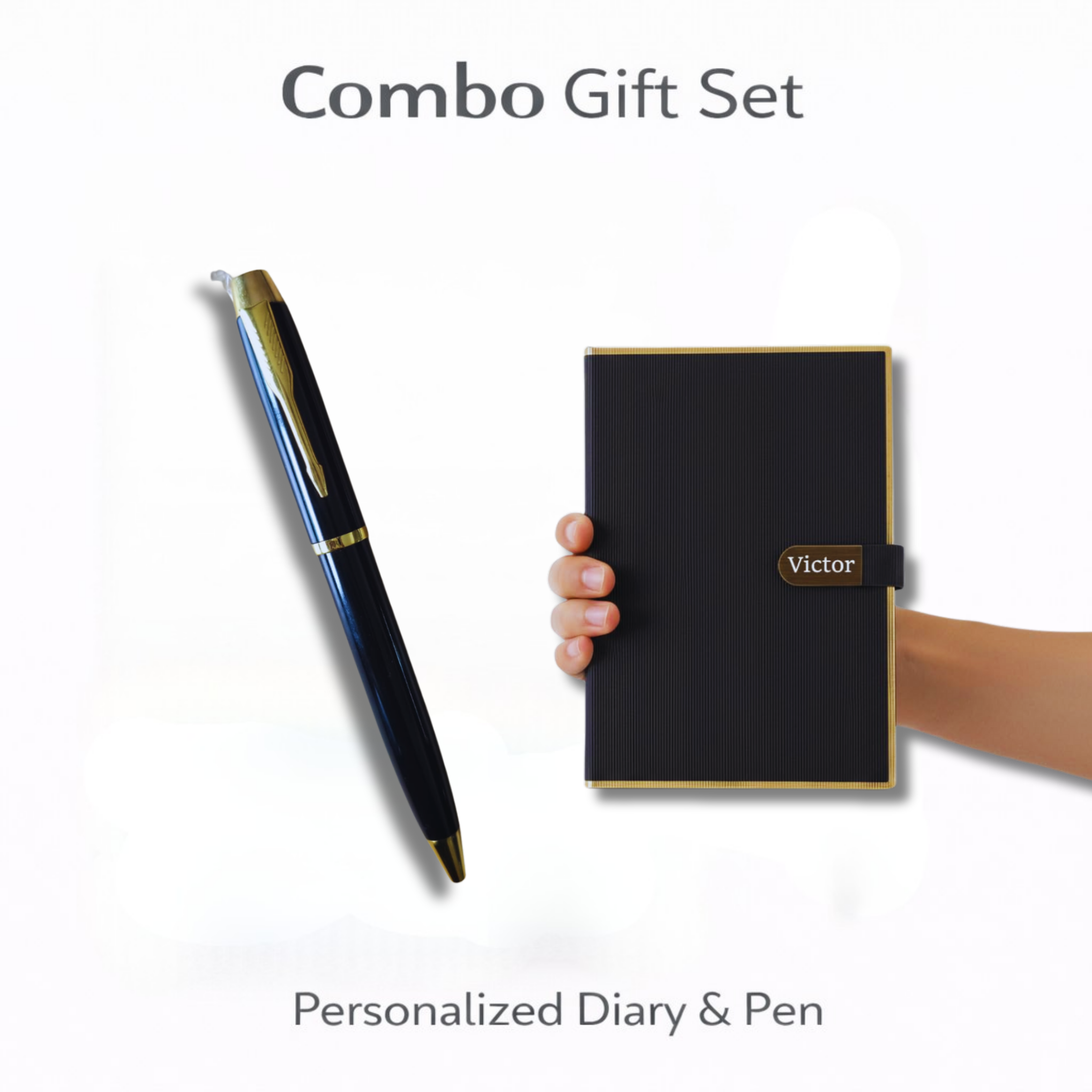 Corporate Gift Set A5 Executive Diary with Black Metal Ballpoint Pen offistoreindia