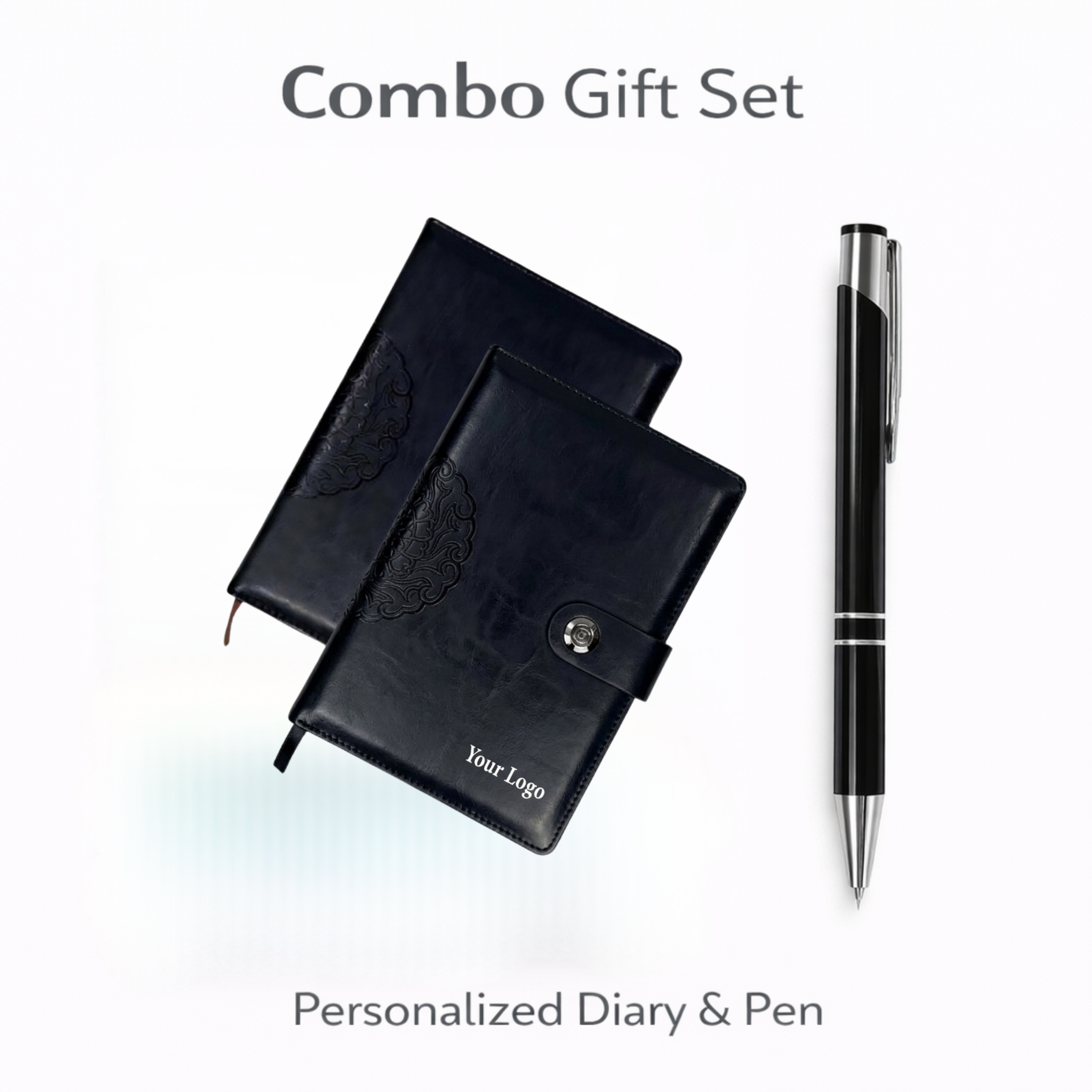 Corporate Gift Set Premium Black Notebook Diary Personalized Black Metal Ballpoint Pen offistoreindia