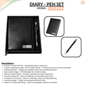 Corporate Gift Set Personalized Premium Leatherette Diary with Name Personalized Black Metal Ballpoint Pen
