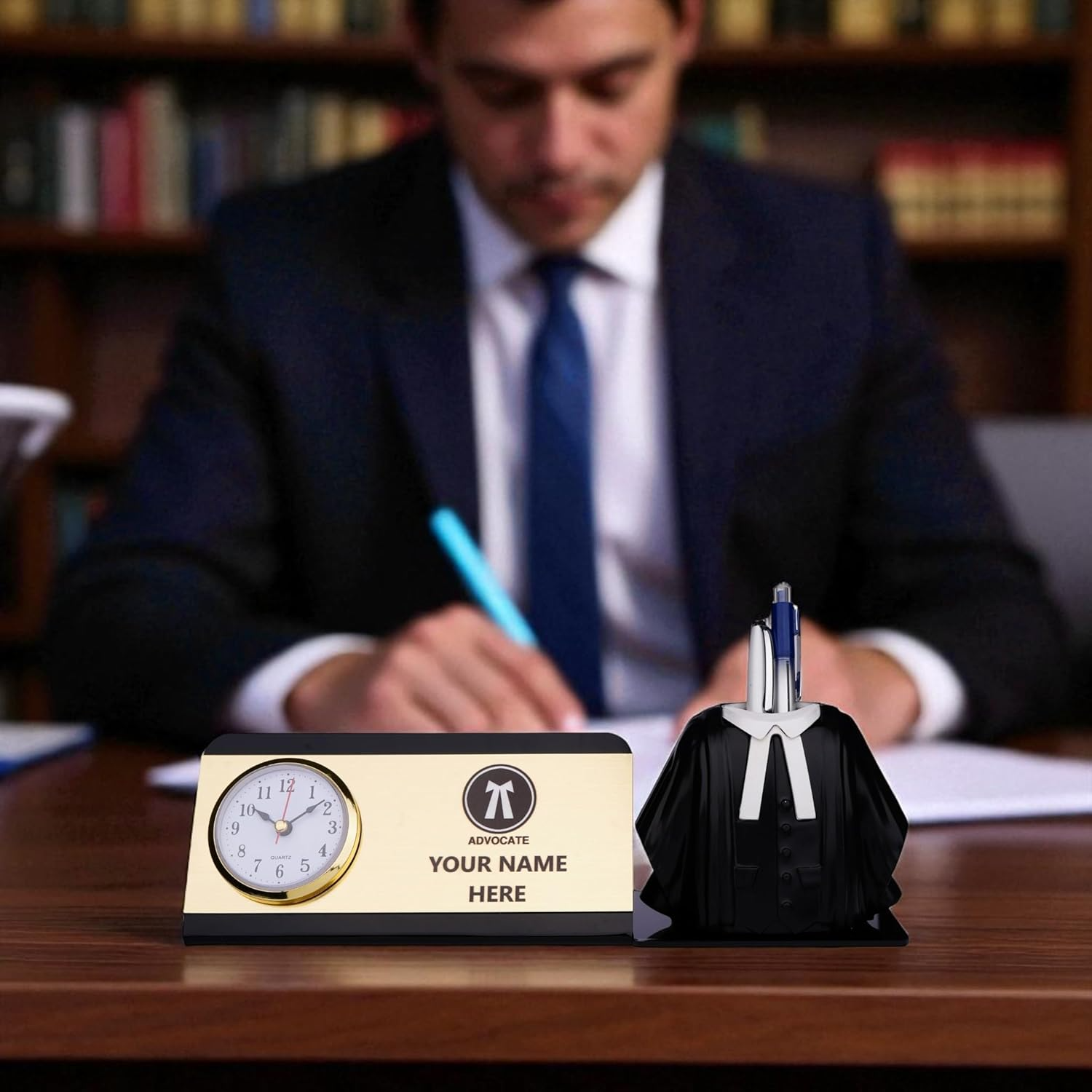 Customized Advocate Desk Name Plate with Pen Holder offistoreindia