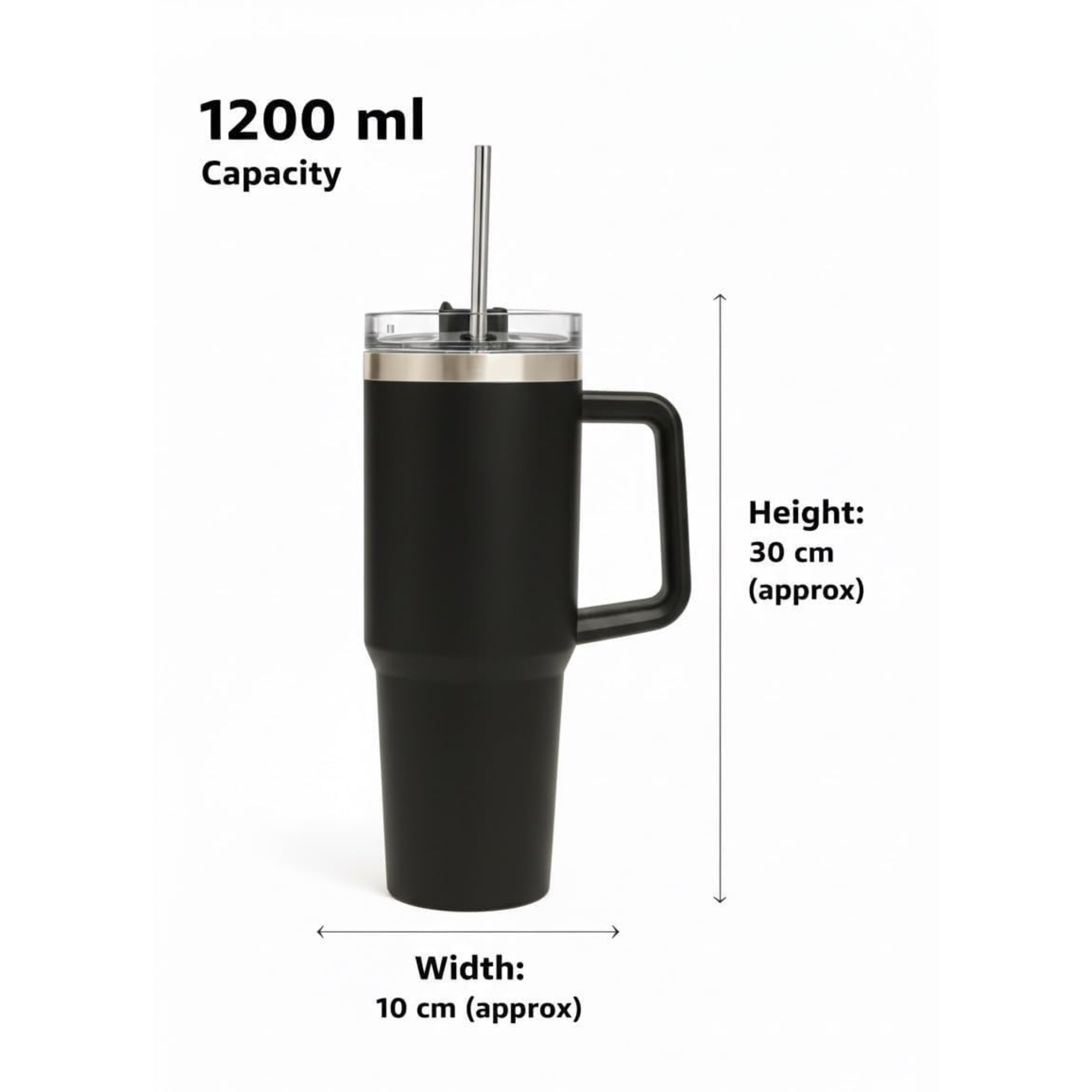 Double Wall Insulated Stainless Steel Tumbler with Handle – 1200ml offistoreindia