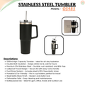 Double Wall Insulated Stainless Steel Tumbler with Handle – 1200ml