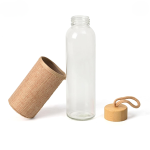 Eco-Friendly Glass Water Bottle with Bamboo Cap Jute Sleeve – 500 ML offistoreindia