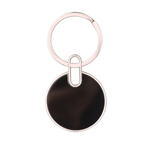 Glossy Black Finished Round Keychain with Opener offistoreindia