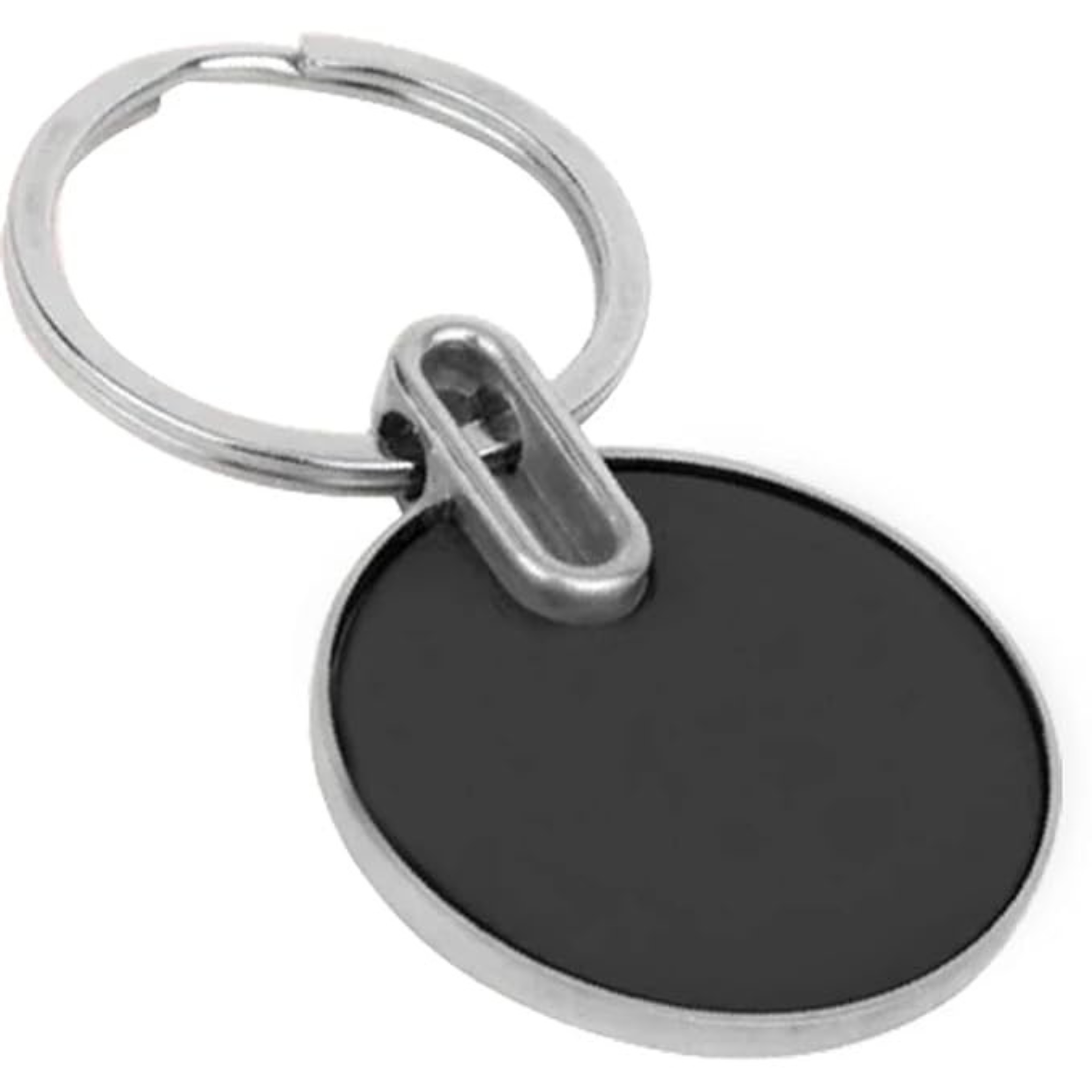 Glossy Black Finished Round Keychain with Opener offistoreindia