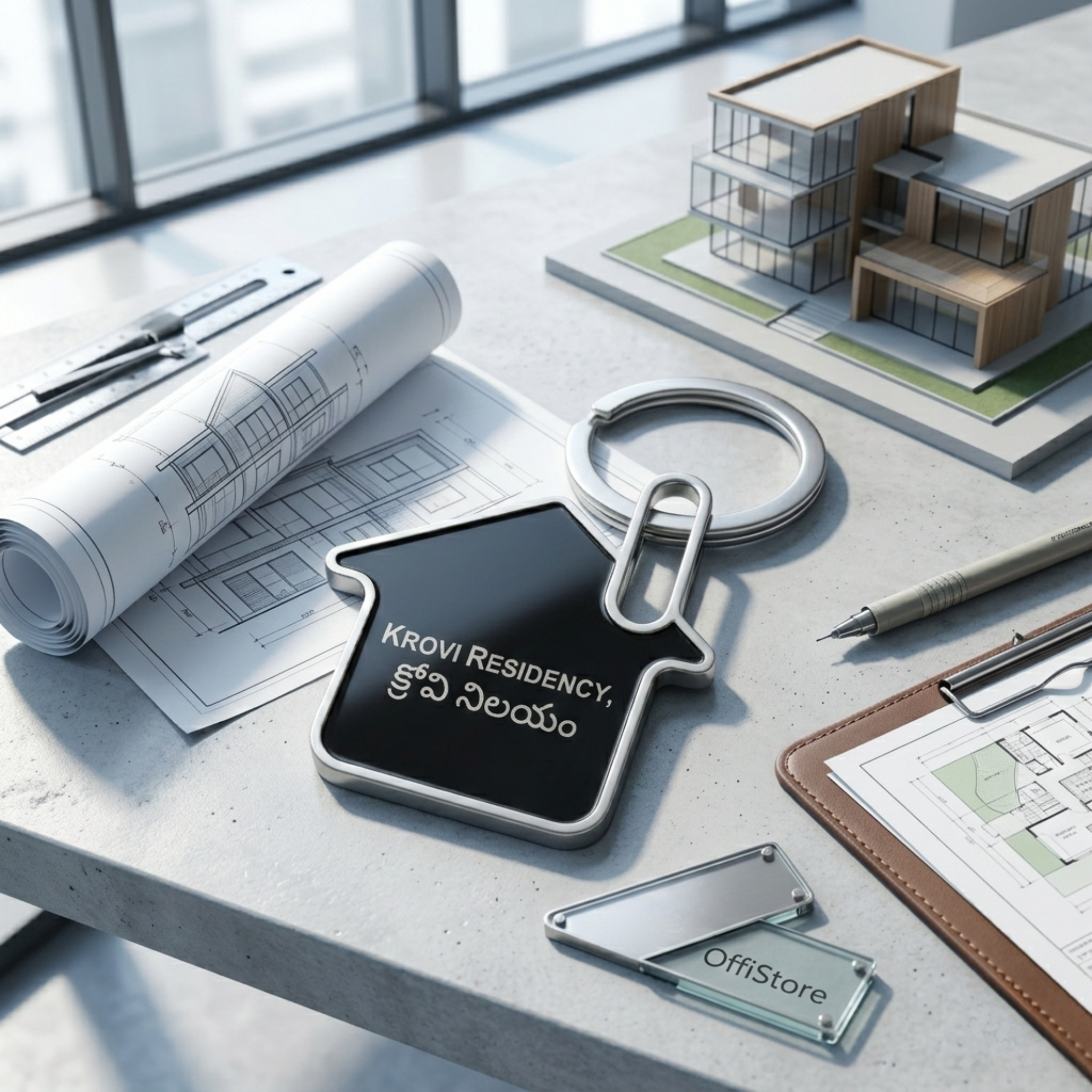 Home Shape Steel Keychain Premium House Design Metal Keychain for Gifting Branding offistoreindia