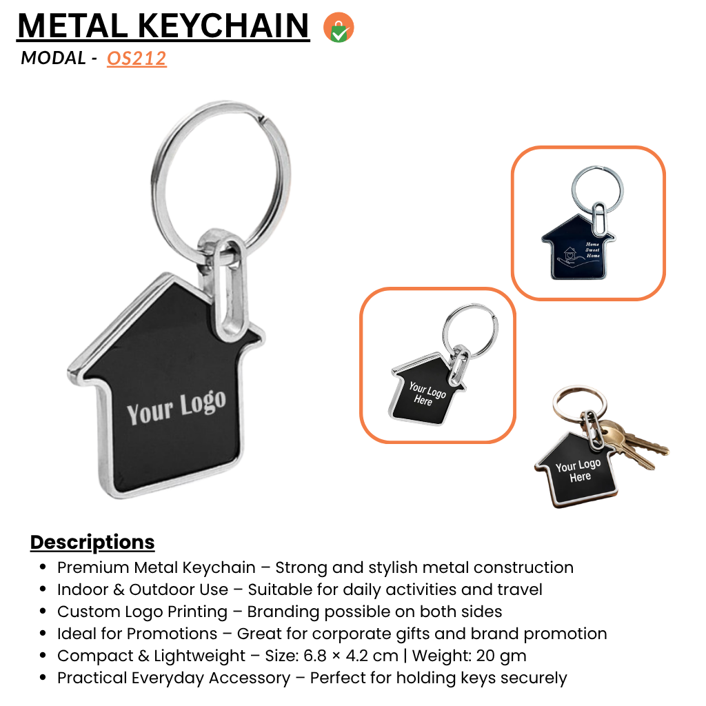 Home Shape Steel Keychain Premium House Design Metal Keychain for Gifting Branding offistoreindia