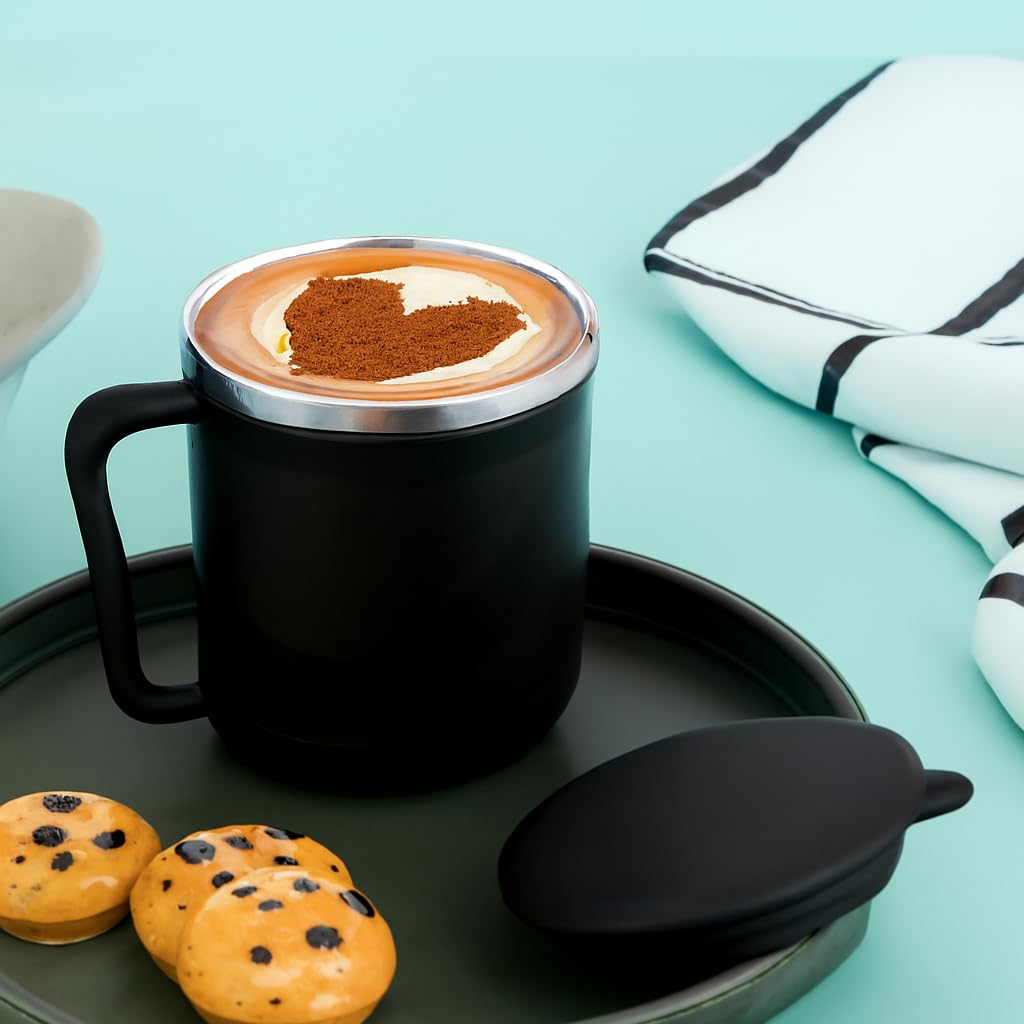Insulated Stainless Steel Coffee Mug with Lid – 300ml offistoreindia
