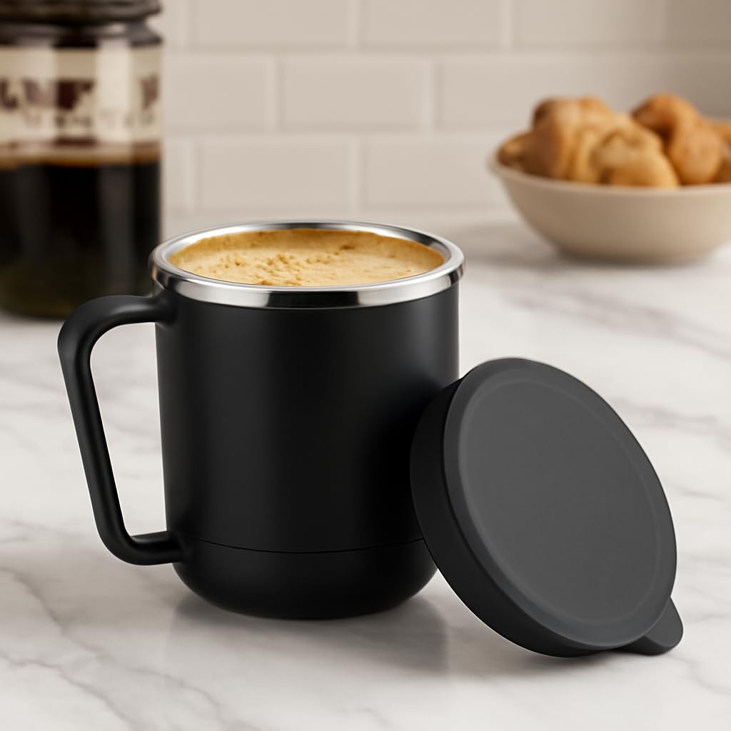 Insulated Stainless Steel Coffee Mug with Lid – 300ml offistoreindia
