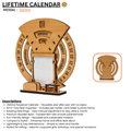 Lifetime Desk Calendar with Desk Organizer Photo Frame – Reusable Wooden Perpetual Tabletop Calendar