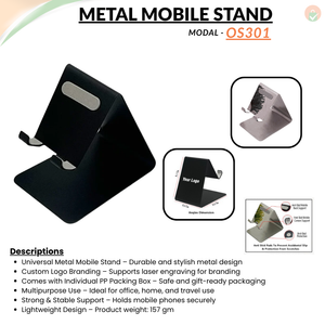 Metal Universal Cell Phone Stand for All Android Phones – Anti-Slip Tabletop Mobile Holder