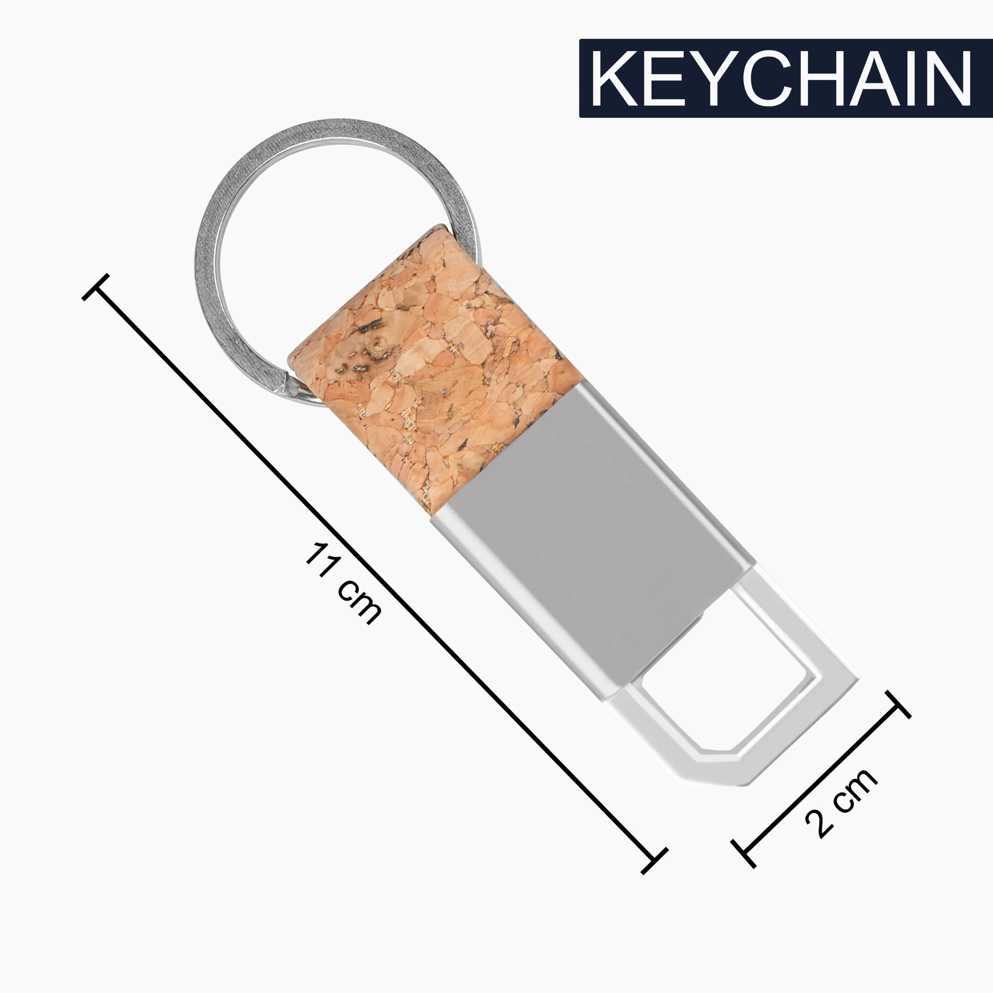 Mini Cork-Finished Strap Metal 600 Keychain offistoreindia