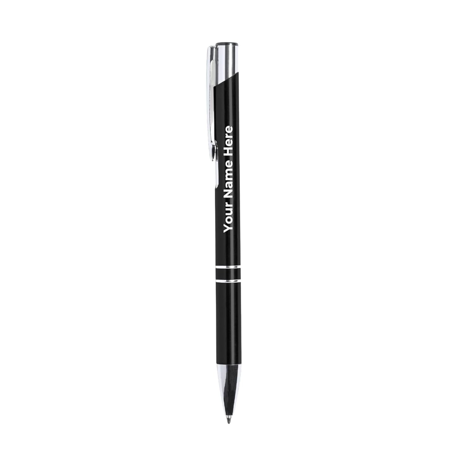 Personalized Black Metal Ballpoint Pen – Custom Name Engraving Blue Ink Refillable Pen offistoreindia