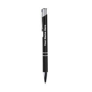 Personalized Black Metal Ballpoint Pen – Custom Name Engraving Blue Ink Refillable Pen offistoreindia