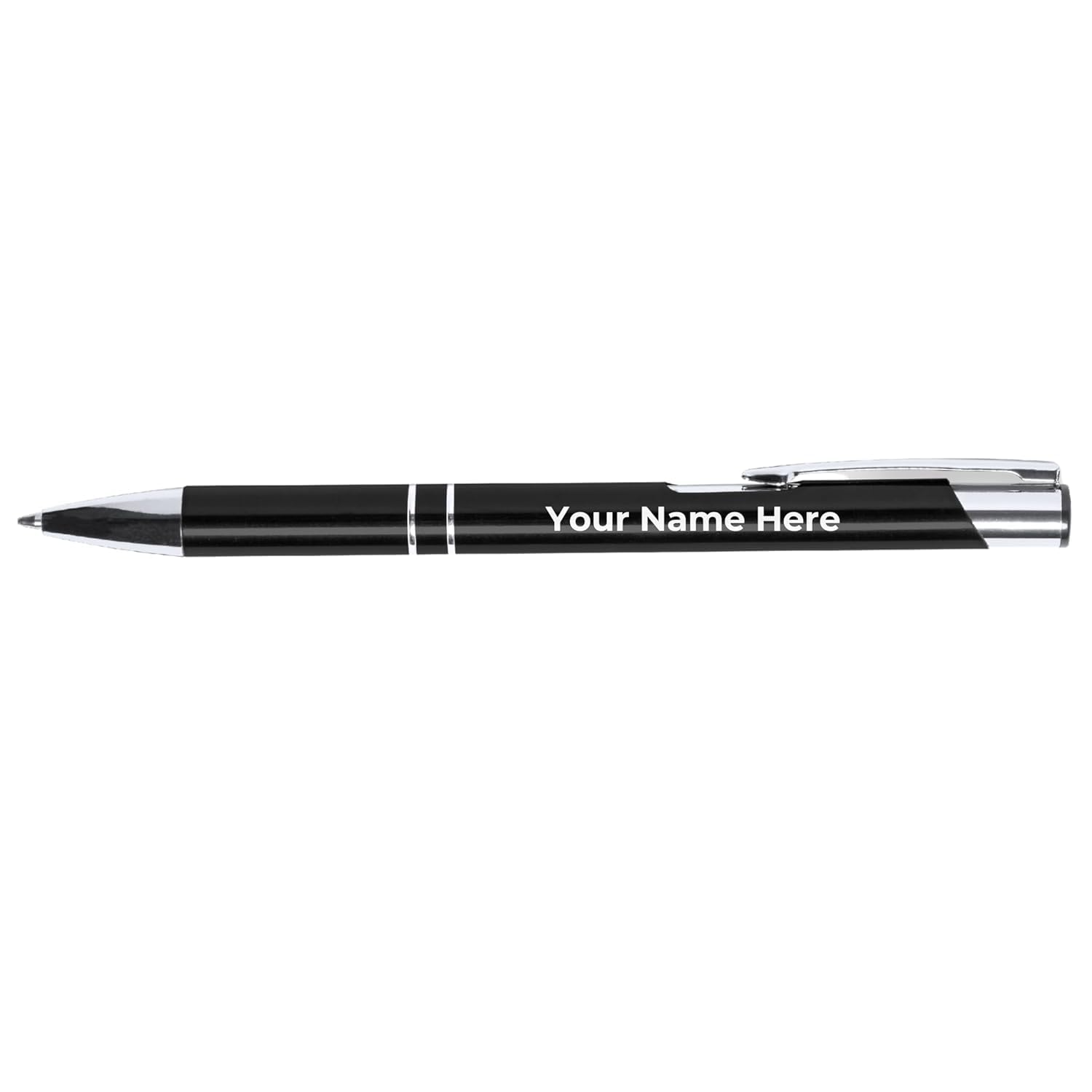 Personalized Black Metal Ballpoint Pen – Custom Name Engraving Blue Ink Refillable Pen offistoreindia