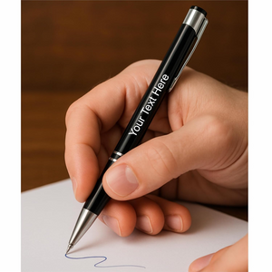 Personalized Black Metal Ballpoint Pen – Custom Name Engraving Blue Ink Refillable Pen offistoreindia
