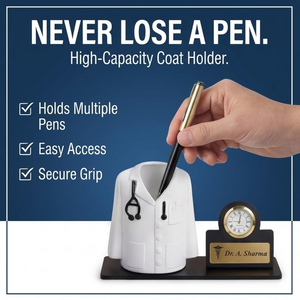 Personalized Doctor Pen Stand with Name Clock – Customized Desk Organizer for Doctors offistoreindia