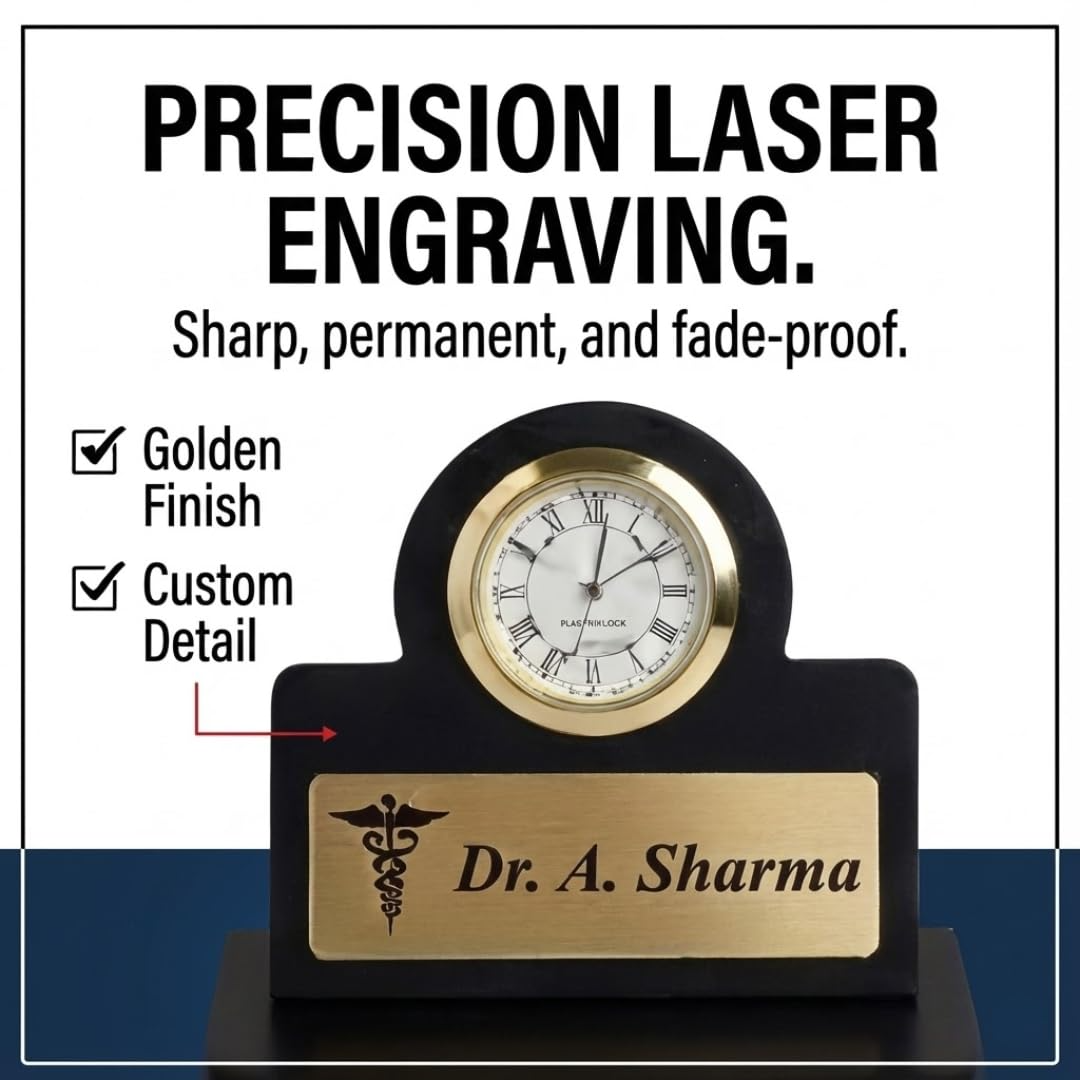 Personalized Doctor Pen Stand with Name Clock – Customized Desk Organizer for Doctors offistoreindia