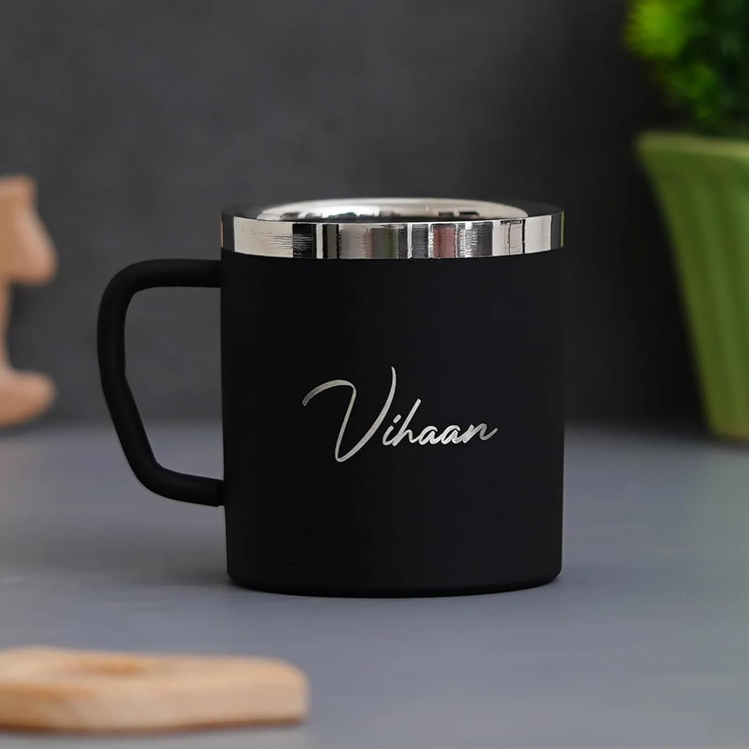 Personalized Name Stainless Steel Mug 250 ml (Black)
