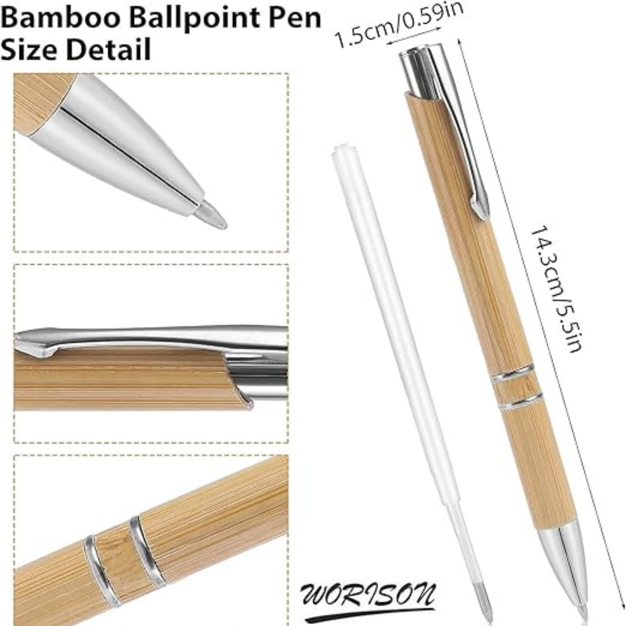 Personalized Natural Bamboo Ballpoint Pen – Double Ring Design offistoreindia