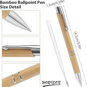 Personalized Natural Bamboo Ballpoint Pen – Double Ring Design offistoreindia