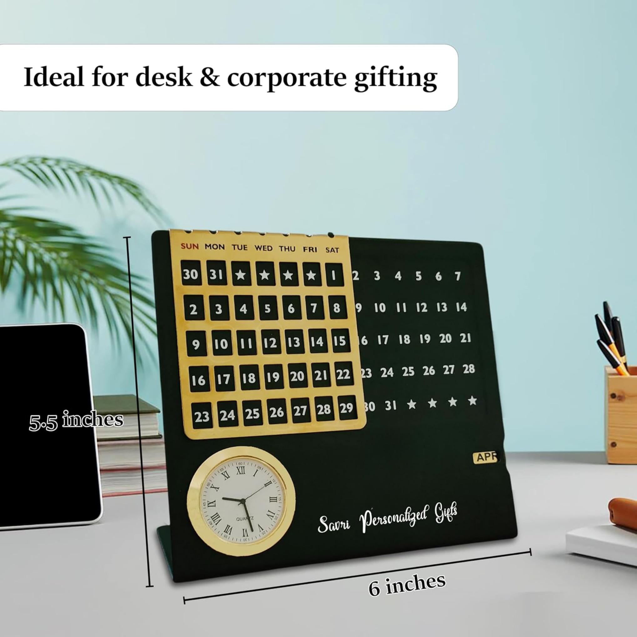 Personalized Steel Infinity Desk Calendar with Clock – Lifetime Perpetual Calendar offistoreindia