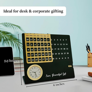 Personalized Steel Infinity Desk Calendar with Clock – Lifetime Perpetual Calendar offistoreindia
