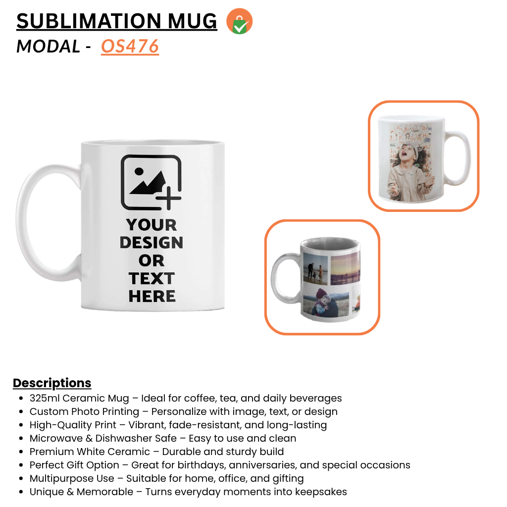 Personalized Photo Coffee Mug – 325 ML White Ceramic Cup