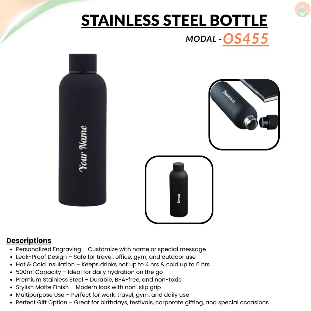 Personalized Rubber Bottle – Stylish Custom Stainless Steel Water Bottle