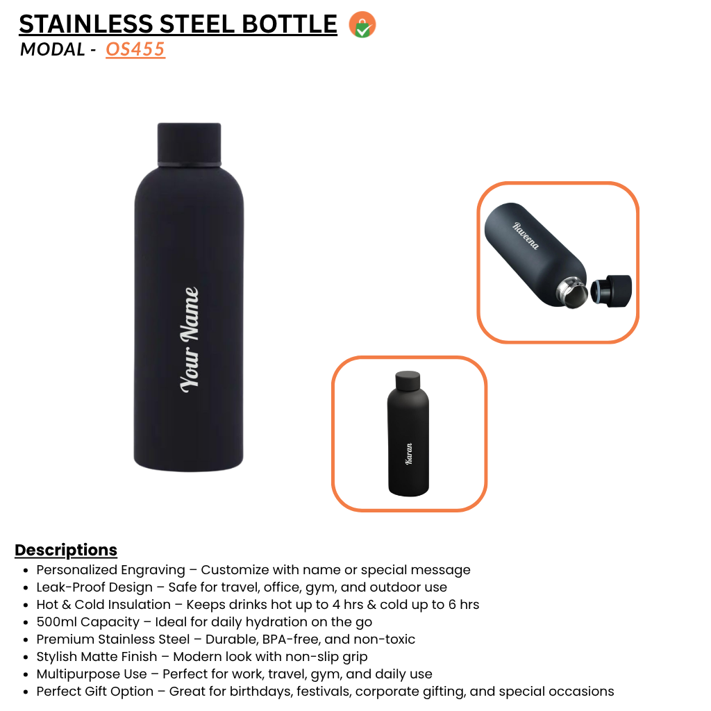 Personalized Rubber Bottle – Stylish Custom Stainless Steel Water Bottle